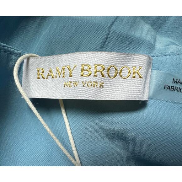 RAMY BROOK WOMENS SIZE SMALL HADLEE RUFFLE MIDI OCCASION DRESS BLUE NEW - Picture 3 of 13